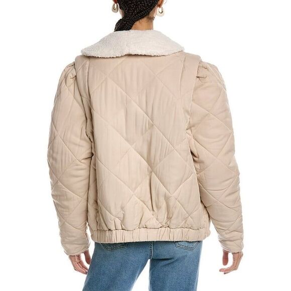 NWOT Blank NYC Women’s Quilted Jacket Sherpa, XS, Beige #444 - Picture 2 of 12